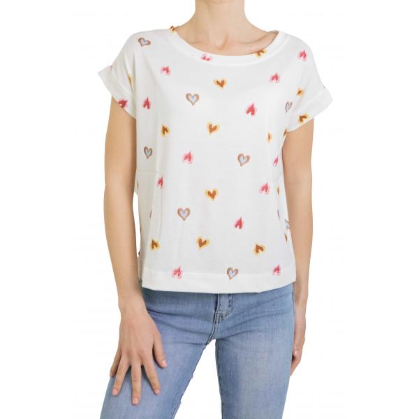 t shirt scollo a barca con cuoricini